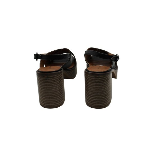 Women's Black Leather Platform Sandals - Picture 8 of 8